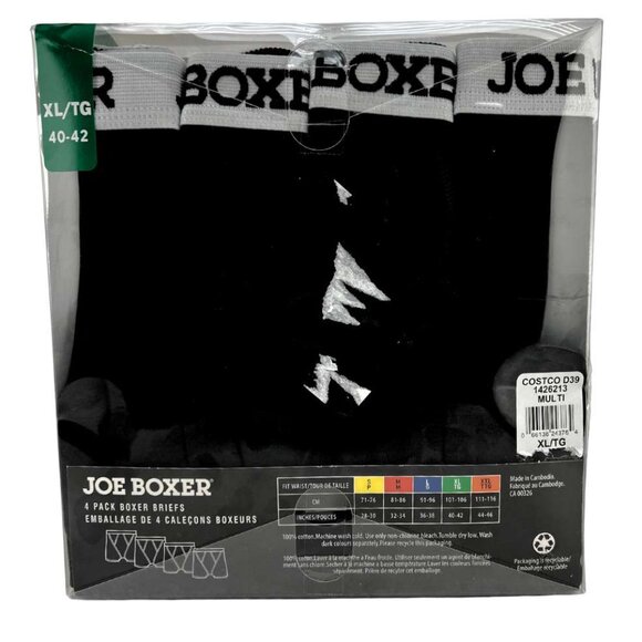 Joe Boxer | Men's Boxer Briefs | 4 Pack | Black | XLarge - Picture 2 of 3